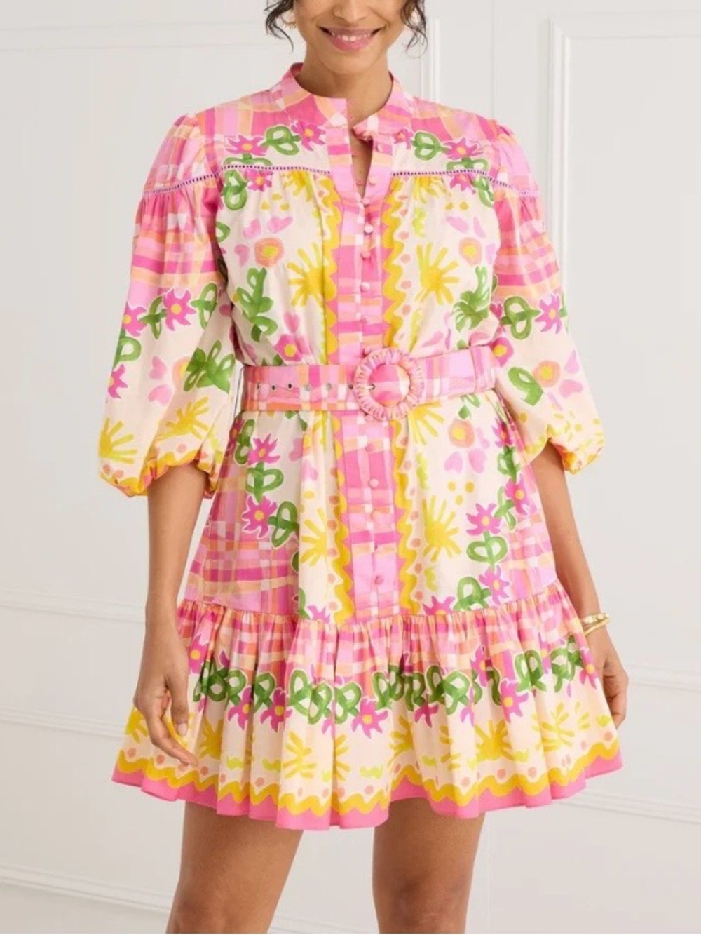 Alivia Brand Pink Floral Print Belted Mini Dress